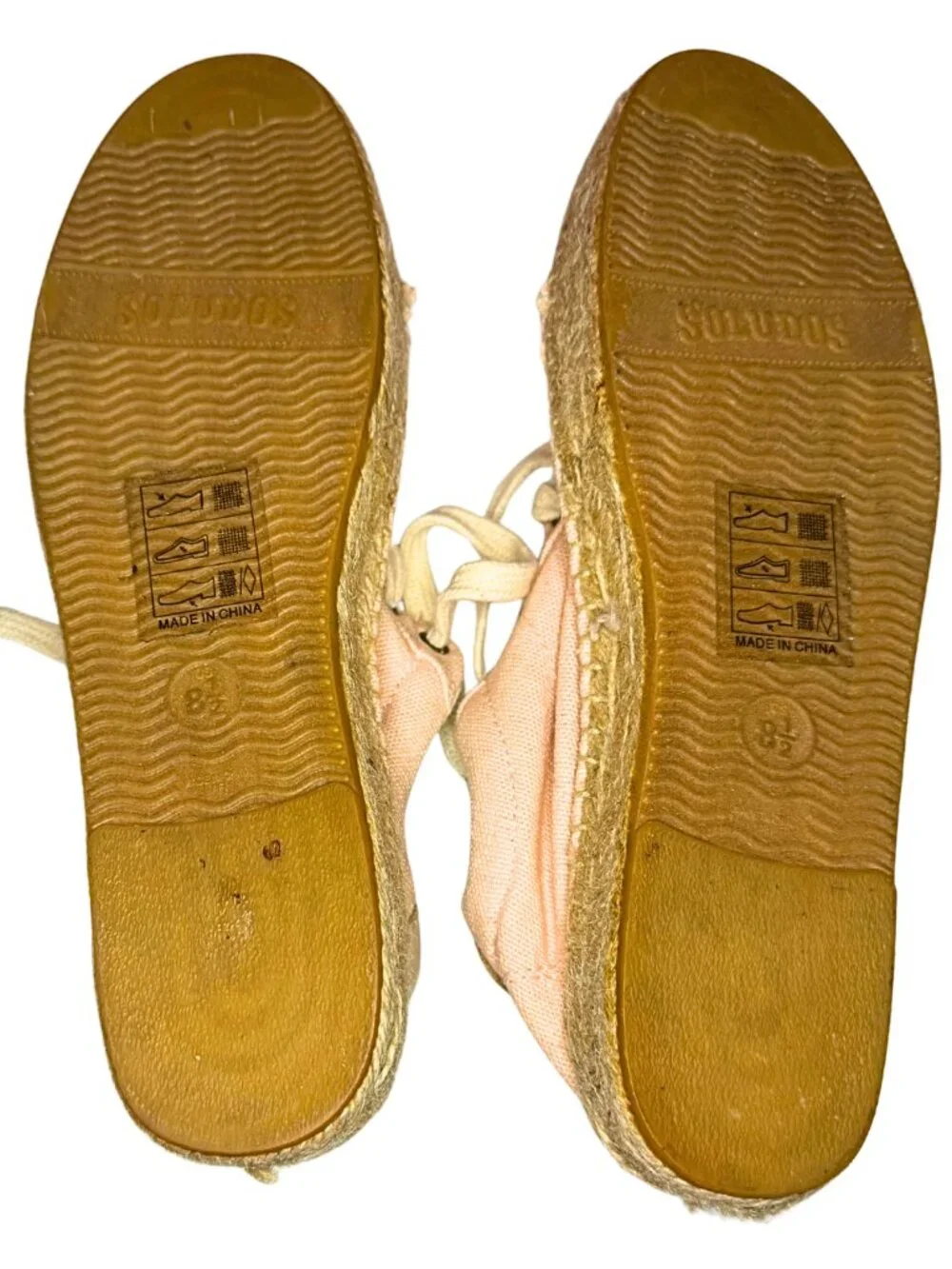 Soludos Espadrille Casual Classic Sneakers Pink Linen Jute Size 8.5